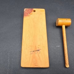 Vintage Wood Bathroom Door Knocker Mallet Novelty Ironton Ohio Made in USA Bunny