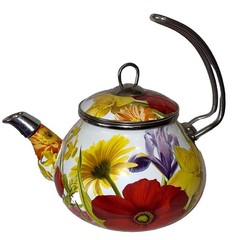 Pioneer Woman 2.3 Qt Tea Kettle Summer Garden Floral Enameled Steel Retired New
