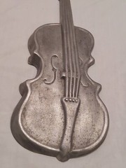Vintage 1960s Royal Cast Metal Bass Guitar and Mandolin Wall Hangings Art