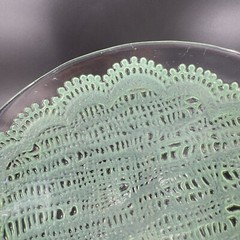 Anthropologie Cake Stand Footed Dish Flash Green Top Clear Bottom Cake Dish