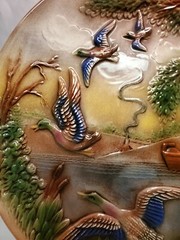 Vintage 1975 Duck Hunter In Boat Hobbiest Painted Plate Signed