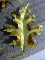 VTG Home Interiors Homco Brass Oak Leaves Metal Hanging Wall Decor Set of 4