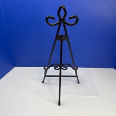 Metal Display Easel Stand Art Plates Books Black Three Legs Scroll 14″ Tall