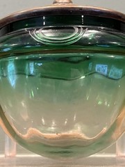 Antique Art Nouveau Austrian Jugendstil Green Glass Vessel w/ Metal Lid