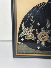 Pair 1940 Reliance Flat Glass Silhouette Old Fashioned Garden Blossom Time