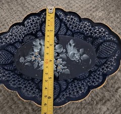 Jantezi Lux Delicate Porcelain Lattice Dish Cobalt Blue Hand Painted Budapest