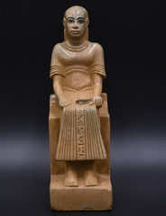 Authentic Ancient Egyptian Seated Statue Of Amenhotep Inscribed Stone Figure BC