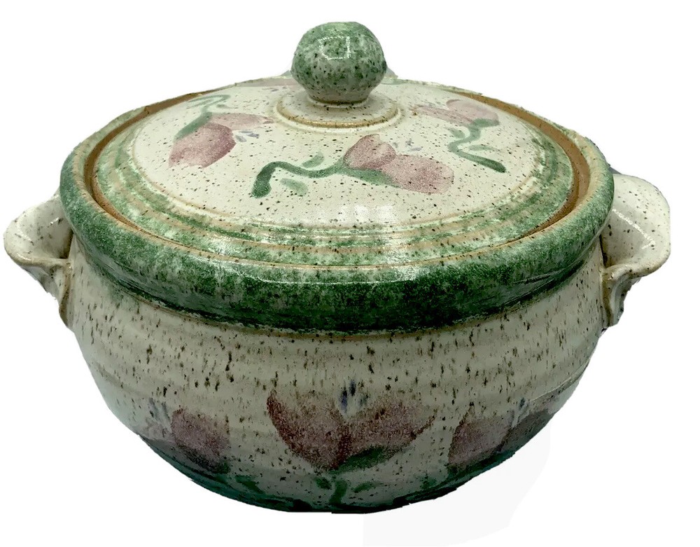 Original Parsley Stoneware Pottery Magnolia￼Covered Baking Dish