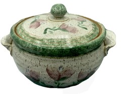 Original Parsley Stoneware Pottery Magnolia￼Covered Baking Dish