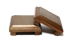 Wood Risers Square Display Stands Metallic Gold Footed Set 2