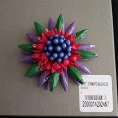 Marni Brooch Royal Blue Elegant Designer Jewelry Used 8.5cm