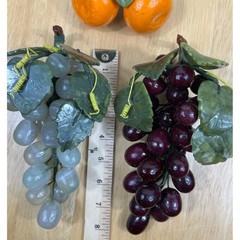 VTG Chinese Carved Jade Stone Fruit Grapes Oranges Decor Set MCM Chinoiserie 60s