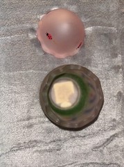 Vintage Unbranded Hand Painted Pink Frosted Glass Egg Flower Ladybug Easter
