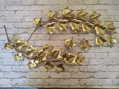 Home Interiors Ivy Leaf Branch Brass Gold Toned Metal Wall Decor 2 Piece 1106DH
