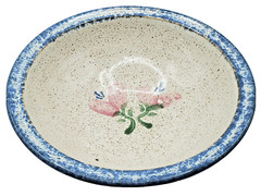 Parsley Pottery Magnolia Serving Bowl Signed Sponged Pink Florals