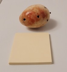 Vintage Italian Alabaster Stone Fruit Wood Stem Black Spots