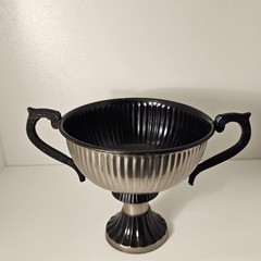 Vintage Cast Metal Trophy Urn – Antiqued Pewter Neoclassical Centerpiece Planter