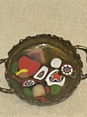 Art Enamel Millefiori on Copper Multicolor Miniature Trinket Tray Signed