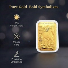 24K Yellow Gold Spirit of Freedom Emboss Sheet 31×45.5mm 10mg