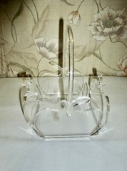 Vintage Modernist GrainWare Clear Lucite Square Apple Basket With Handle