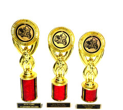 MOTORCYCLE TROPHIES SET OF THREE – (A7)