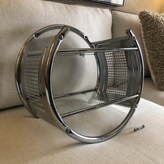 VTG Round Chrome Metal Glass Wall Shelf MCM Mesh Side Bauhaus Eileen Gray Circle