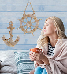 Baja Beach Wall Decor Anchor and Ship Wheel Set – Handmade and Crafted Wooden An