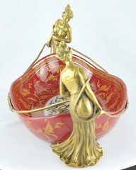 Art Deco Style Centerpiece Fruit plate Art Nouveau Style Porcelain Bronze