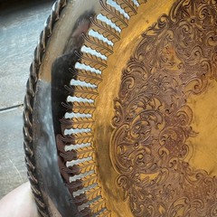 Antique European 540 Silver on Copper Tea Tray Art Nouveau Floral Rope Rim 10.5