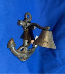 Handcrafted Nautical Decor Rustic Copper Cast Iron Wall Mounted Anchor Bell 8″