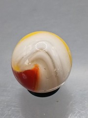 .62″ Akro Corkscrew Popeye Yellow, Red, White Marble- #CE131