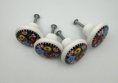 4 Vintage Mary Engelbreit Red Cherries Round Drawer Pull Knob 1.5”