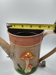 Vintage Mushroom Custom Watering Can Hand Painted Farm House deco Brown an Green