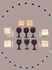 AVON 1876 CAPE COD COLLECTION Ruby Red Glass Wine Goblets 4 1/2” SET OF 6