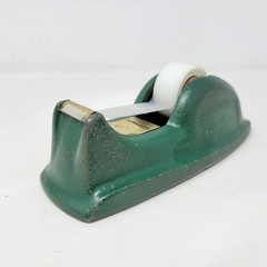 Vintage Permacel Cast Iron Tape Dispenser Green Industrial Heavy Duty MCM Desk