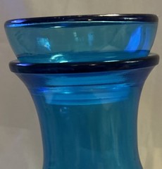 Vintage MCM Made in Belgium Large 9.5″ Turquoise Blue Glass Lever Apothecary Jar