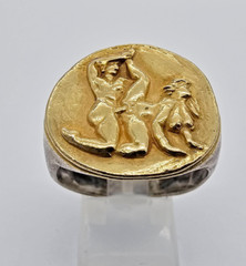 300 BC Ancient Roman Greek High Carat GOLD Silver Ring Erotic Motive Artifact