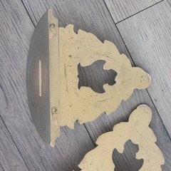 VTG Gold Sconces Wood French Style Heavy Plates Candles Decorative Items Indoor