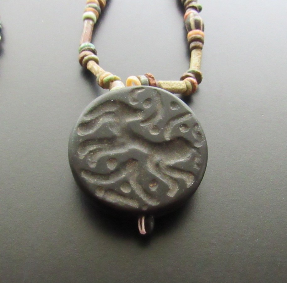 NILE Ancient Egyptian/ Near Eastern Seal Amulet Mummy Bead Necklace ca 600 BC