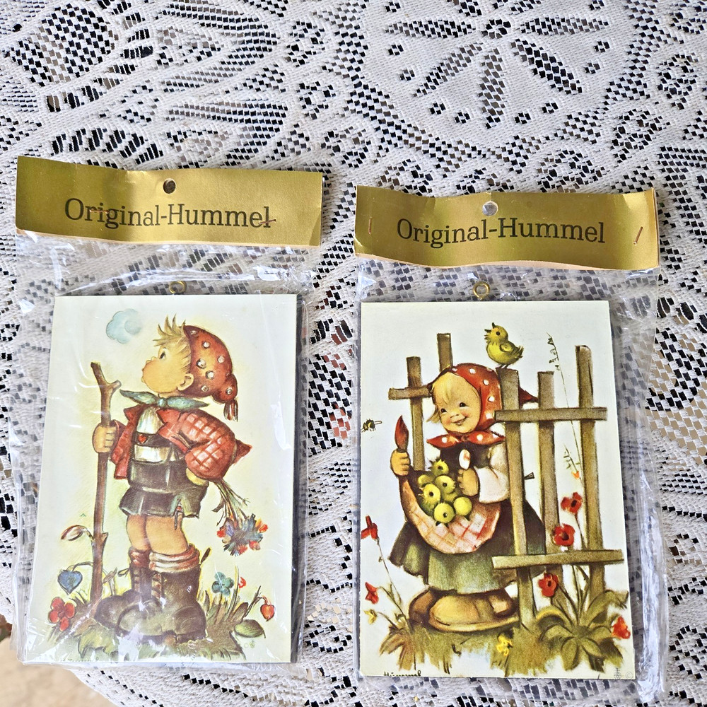 2 Vintage Original HUMMEL Printed Plaques Hanging Unopened Original Packaging