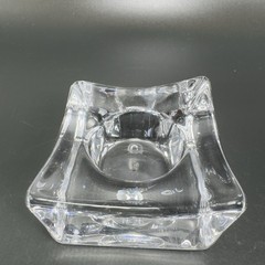 Orrefors Asymetrical Heavy Ice Cube Crystal Votive Candle Holder Sweden Set 2