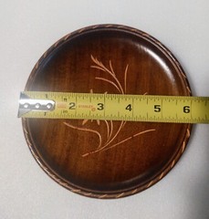 VTG L.Luyten Interlaken Switzerland Carved Etched Flower Wood Plate Dish