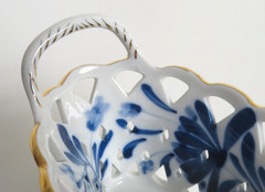 Blue & White Handcut Handpainted Reticulated Porcelain Basket Little Switzerland