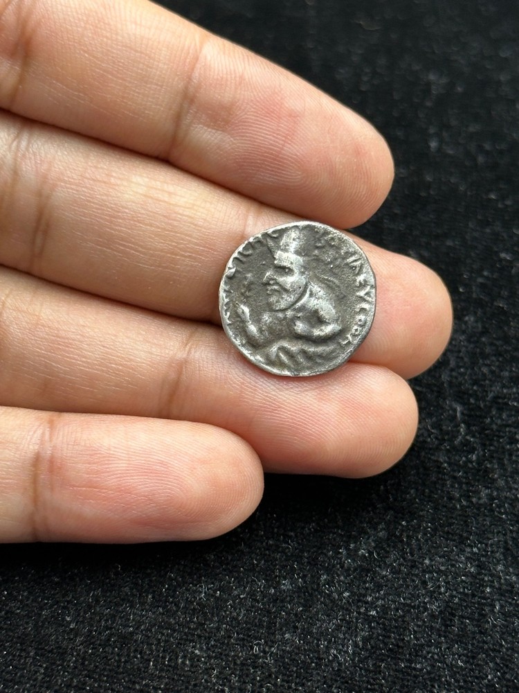 Ancient Kushan Solid Silver Dinar of Emperor Vima Kadphises Coin Good Condition