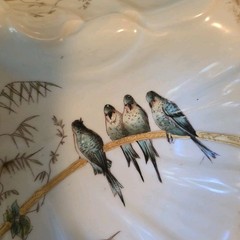France Porcelain Depose Three compartment caddy Bird painted.
