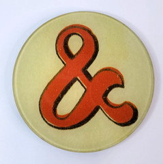John Derain Red Letter “&” Signed 5.25 Plate Decoupage Hand Blown Glass New York