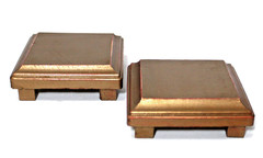 Wood Risers Square Display Stands Metallic Gold Footed Set 2