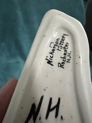 Vtg New Hampshire Shaped Trinket Dish Nic Kerson Pottery Grand Ch Diamond Jubi