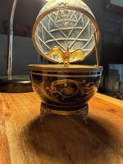 Fabergé Limoges France Limited Edition Porcelain Egg Trinket Box Crystal Lid