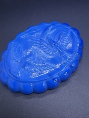 Vintage Peace Doves Akro Agate Slag Blue Swirl Trinket Glass Dish